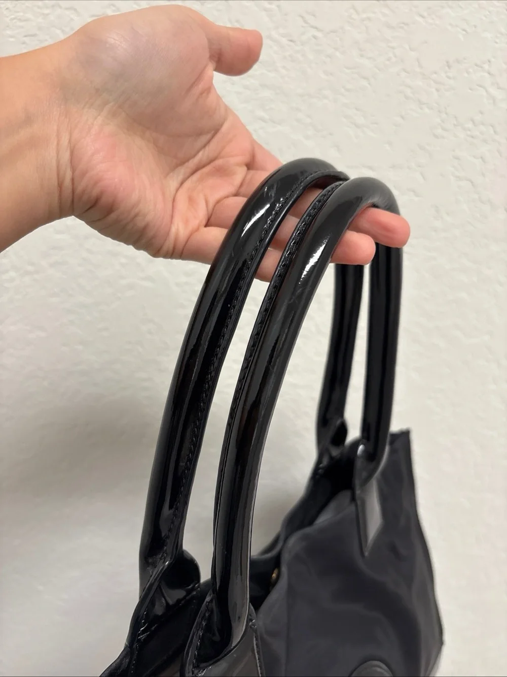 Tory Burch Black Patent Trim Nylon Tote